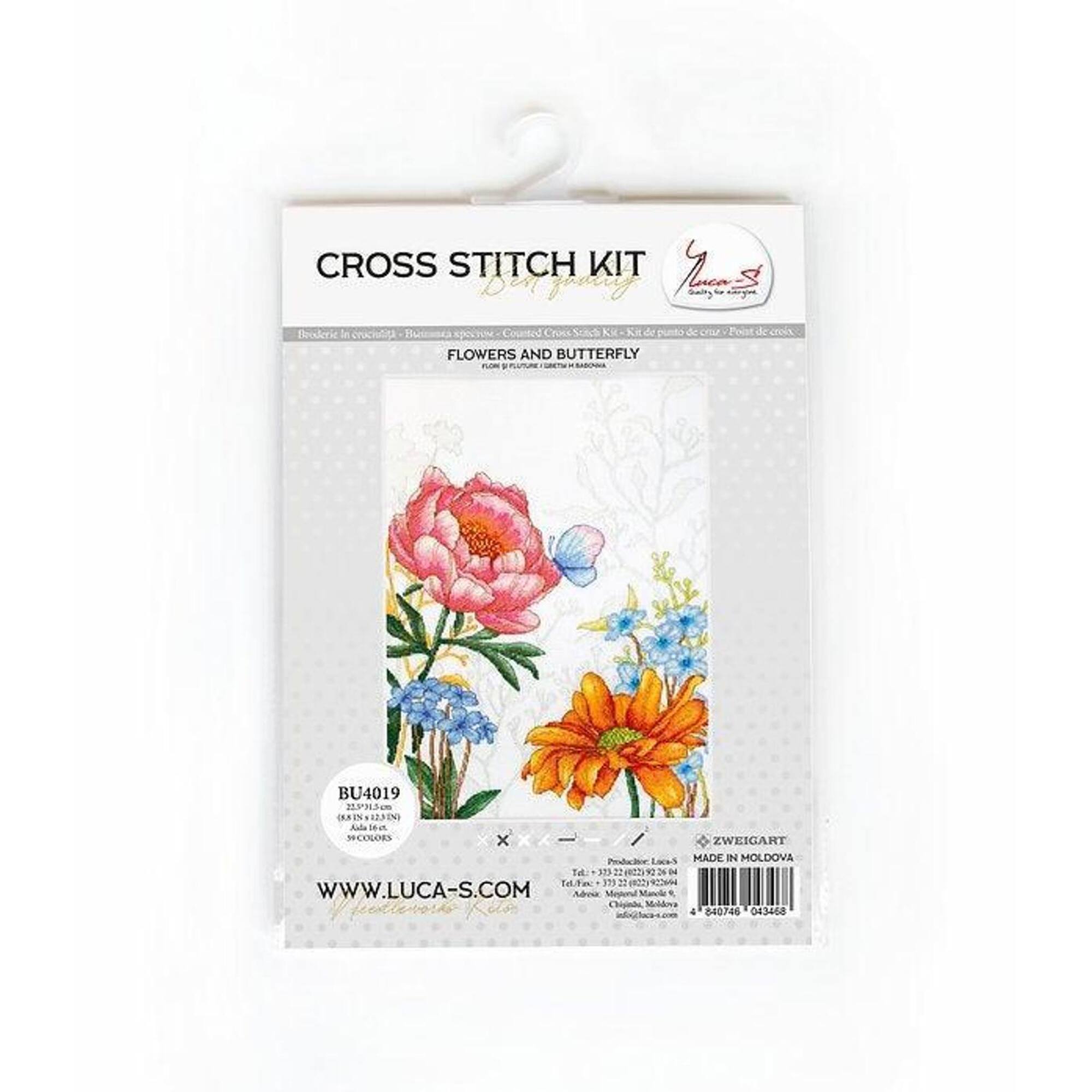Luca-s Flowers And Butterfly Counted Cross Stitch Kit